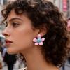 New Colorful Acrylic Flower Stud Earrings for Women Summer Fashion Five Petal Floral Resin Earring Statement Jewelry Daily Gifts