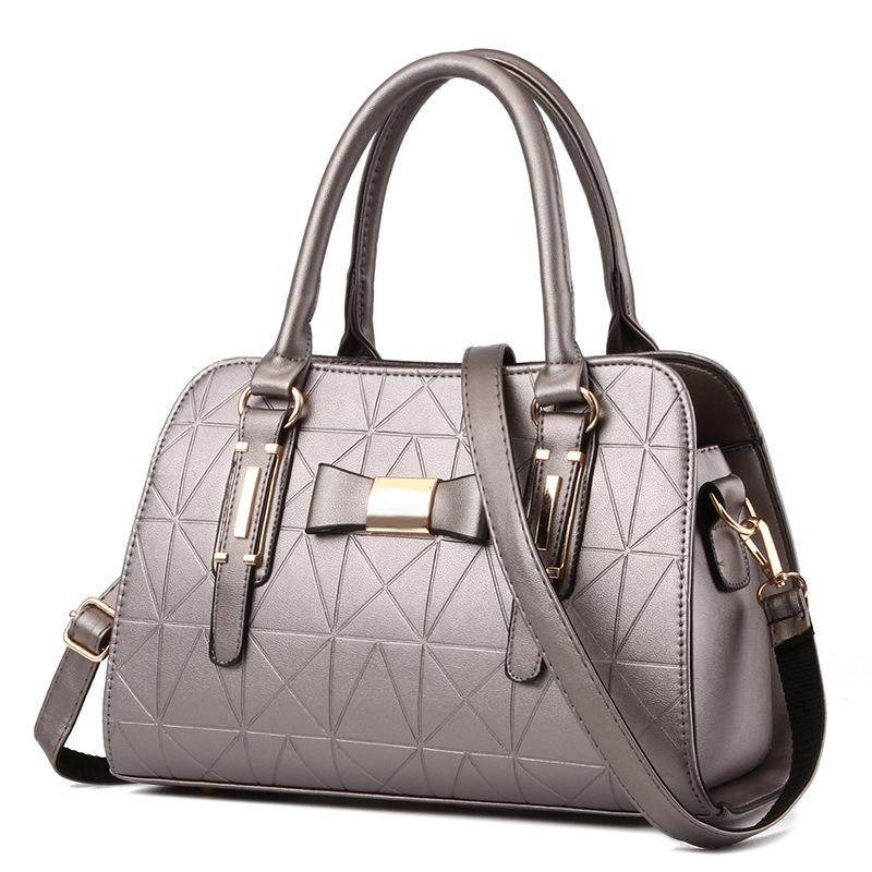 Nuova Borsa da Donna alla Moda con Fiocco Grande Capacità Borsa a Mano Goffrata Borsa a Spalla