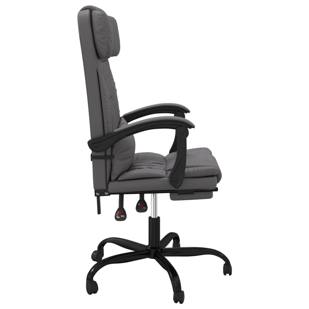 Office Chair with Reclining Function Gray Artificial Leather
