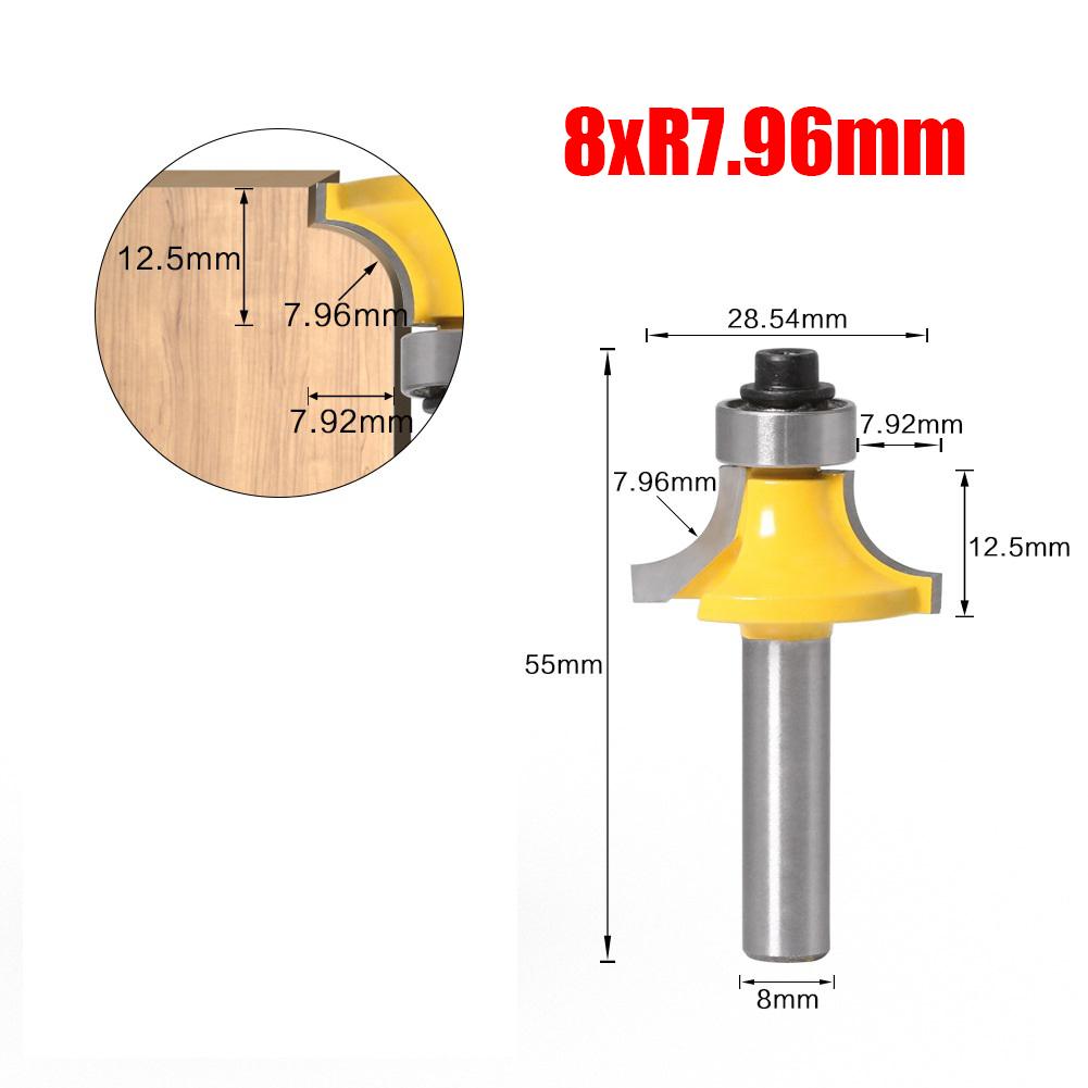 8mm Shank Router Bits Corner Round Over Bits For DIY Woodworking Compatible With Handheld Router Radius Size 6.35mm