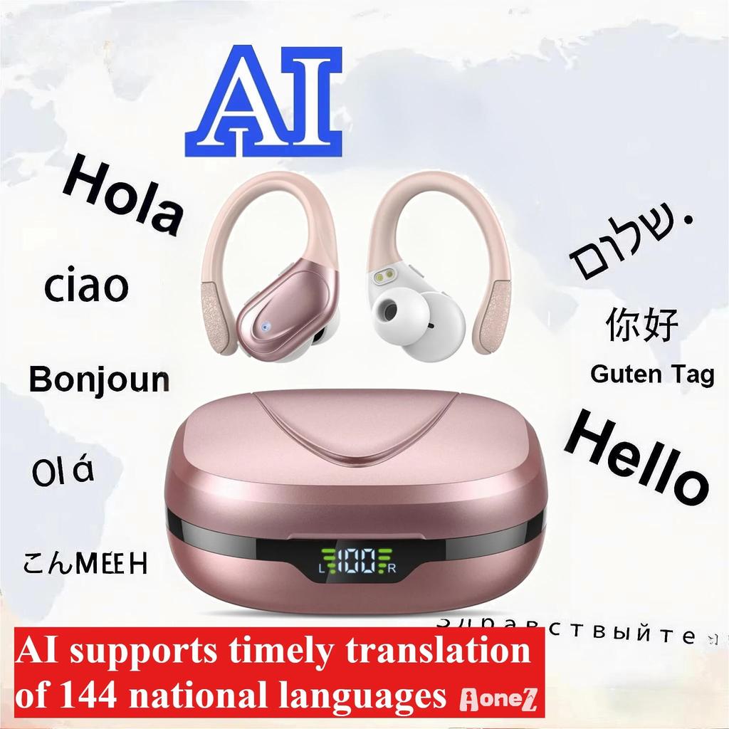 75Hrs Sports Earbuds with Earhook Bluetooth 5.3 2026 New AI Translation Wireless Headphones for Running Cycling and Travel
