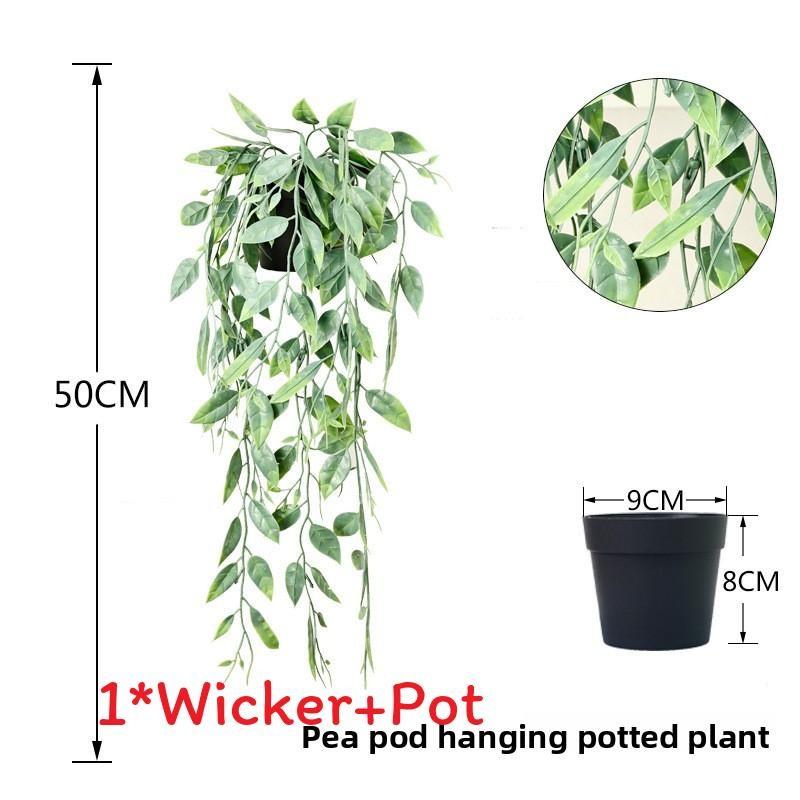 Faux Hanging Vine Plant With Green Leaves For Balcony And Party Decoration