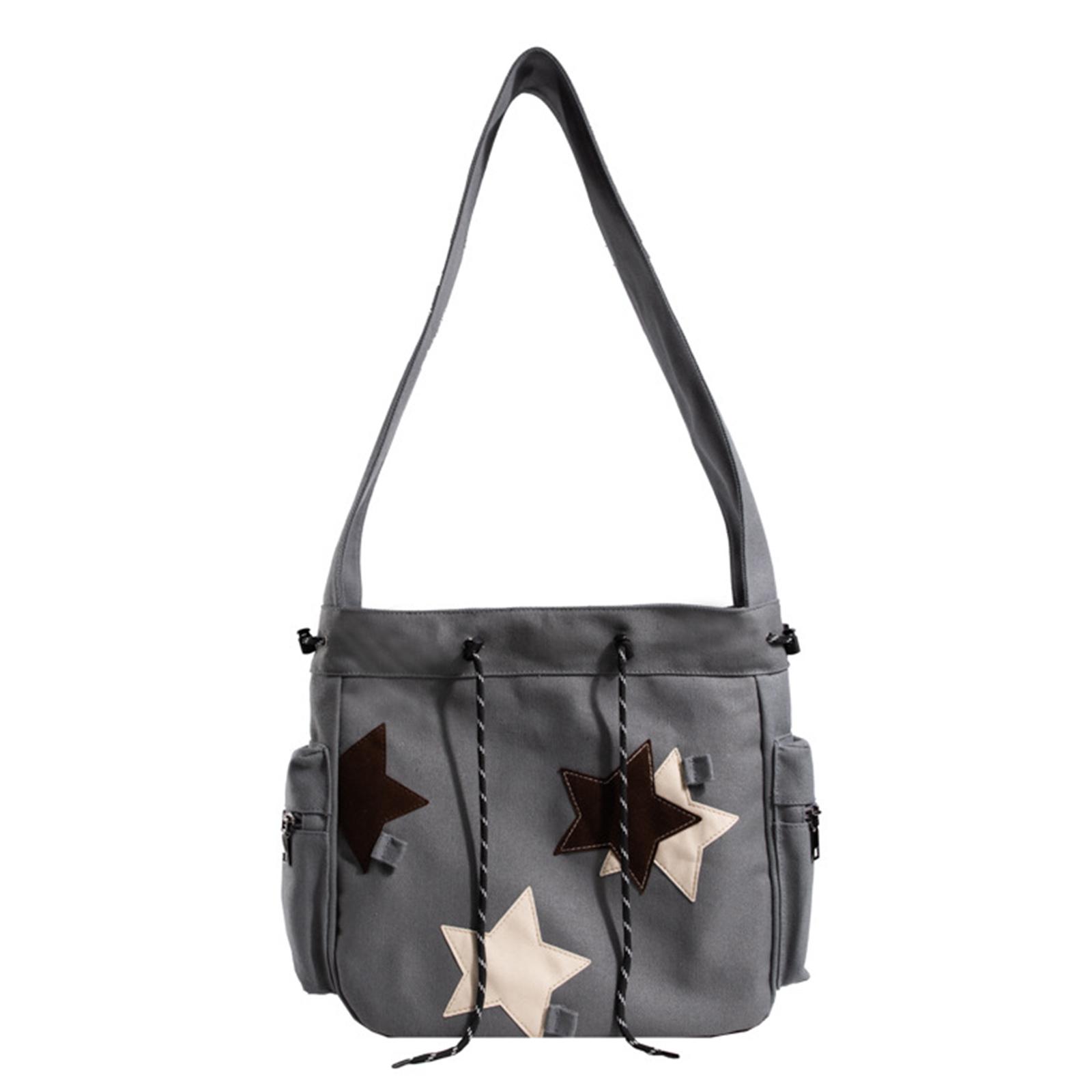 

Сумка-мессенджер Y2K Canvas Star Bag Шкільна сумка великої місткості Сумка через плече для підлітків Універсальна старовинна сумка сірий