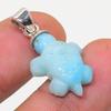 Natural Larimar Gemstone Handmade 925 Sterling Silver Jewelry Pendant 1.18" Y7F52