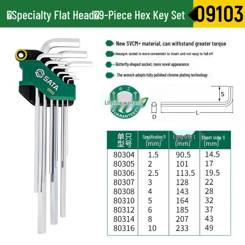SATA Hex Key Set: Manual Six-Sided Screwdriver Tools