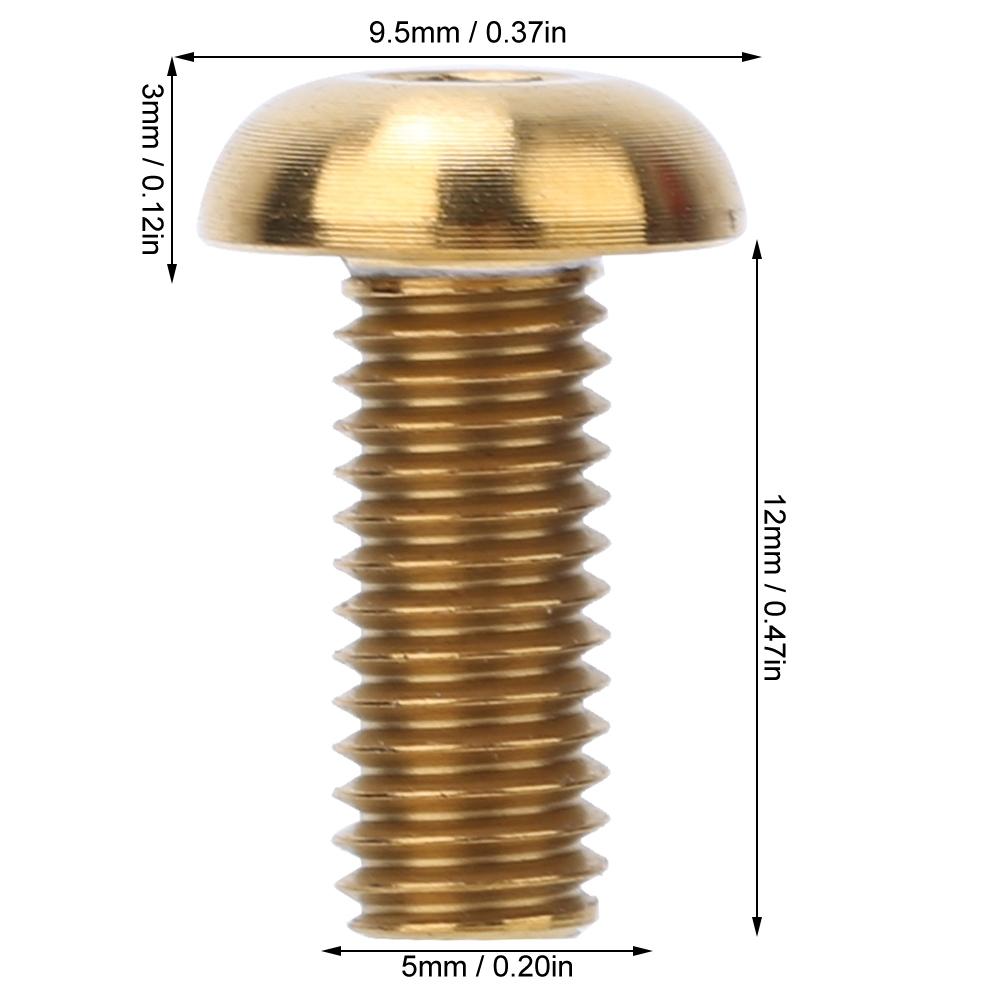 5pcs  Pack Titanium Alloy M5*12 Bicycle Water Bottle Cage Bolts M5*10 Disc Brake Screws(M5*12 Gold