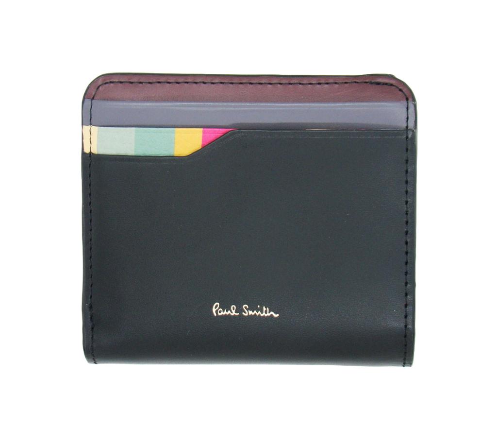 Paul Smith Swirl Stripe Slot Bifold Black Women's Wallet,