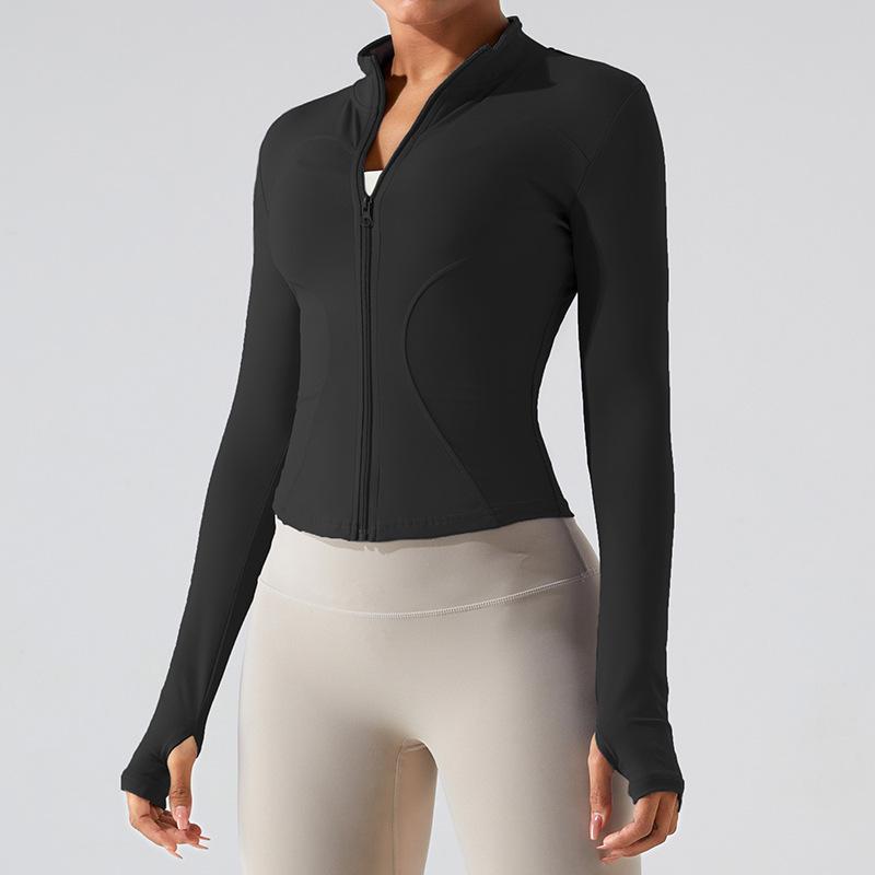 Naked Slimming Yoga Jacket For Women, Autumn And Winter Stand Up Collar Long Sleeved Zipper Cardigan, Slimming Sports And Fitness Clothing Top