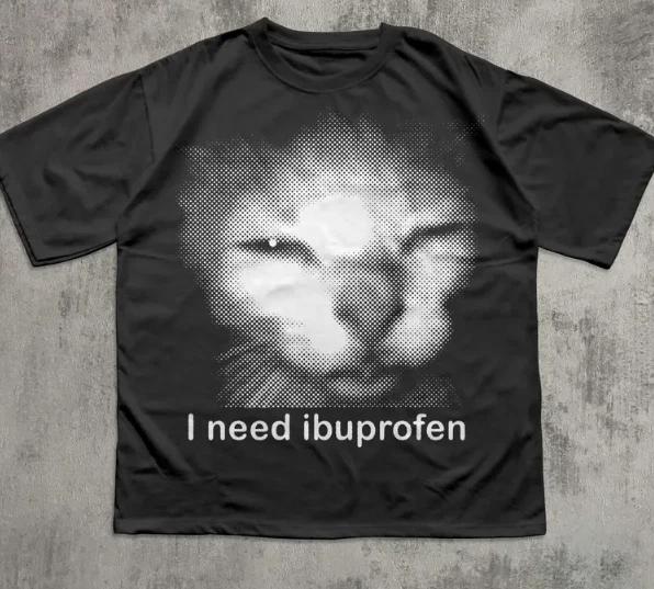 I need Ibuprofen Funny Vintage Graphic Cat T-Shirt M