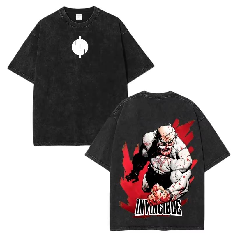 2026 Nuova Invincibile Grande Reggente Thragg Unisex Camicia Lavata, Cotone Vintage Estivo Y2k Moda Uomo Maglietta Grafica Oversize