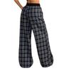 Women's Casual Plaid Wide Leg Lounge Pants with Elastic Drawstring Waist, Comfortable Loose Fit Trousers for Daily Wear