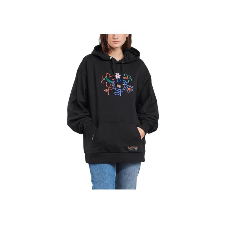 Vans Floral Print Hoodie With Long Sleeves Women Tops Black VN0A5LK2BLK