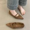 Single Shoes Women's 2025 New Spring and Autumn Pointed Thin Strap Shallow Mouth Fashionable Versatile Inner Height Increase Flat Shoes