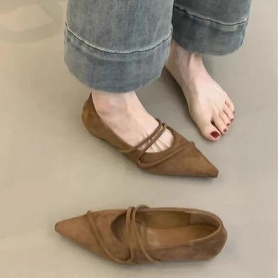 Korean Version of the Inner Height Increase Commuter Small Leather Shoes Women's Retro Versatile Word with Pointed Head Shallow Mouth Single Shoes Wom