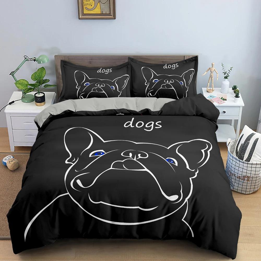 French Bulldog Duvet Cover Twin Queen Cute Puppy Dog Comforter Cover Cartoon Pet Animal Print Bedding Set For Boys Girls Bedroom