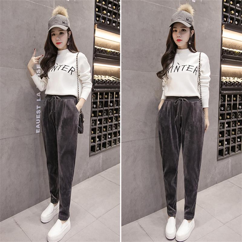 2022 Winter simple leisure Warm Sweatpants High Waist Casual Velvet Pants Women WomenPants Thick Fleece high street Trousers