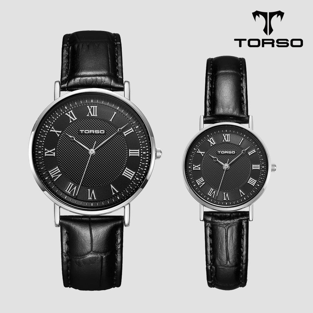 Toleuso T107L-Sbbk Classico Quartz Couple Watch Men'S & Women'S Leather Watch