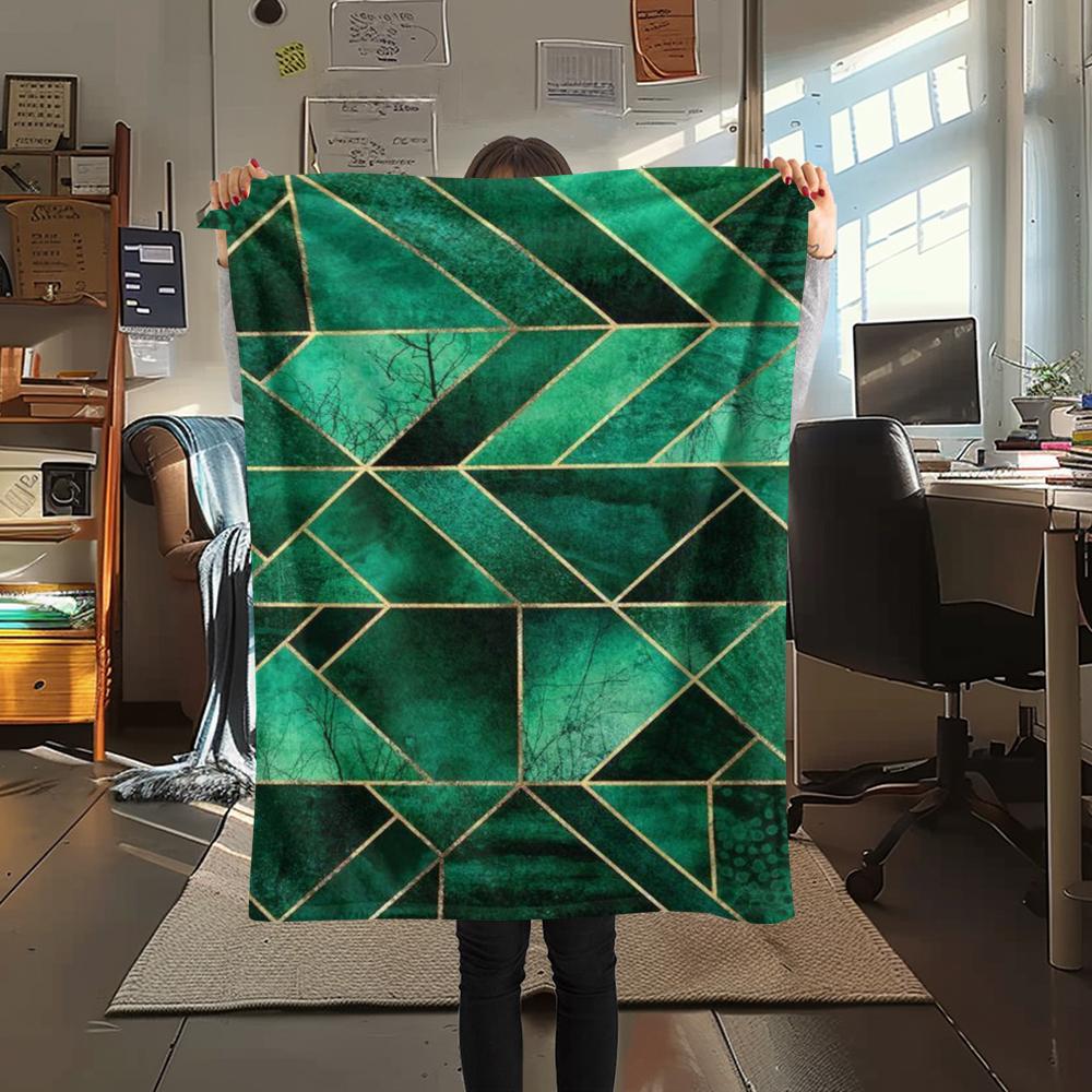 1 Stück Abstrakter Geometrischer Print Flanelldecke, Hohe Qualität, Bequem für Alle Jahreszeiten, Heimdekoration, Wärme und Komfort, Perfekt für Weihnachtsgeschenke