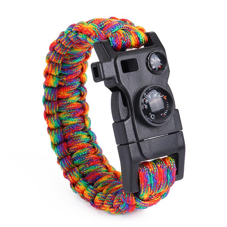 Pulsera Multifuncional de Supervivencia al Aire Libre de Paracord con Brújula y Silbato