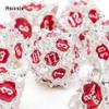 7 Pcs White Red Lotus Flower  Metal Dice Solid Metal Polyhedral Dice Set Suitable for Role-Playing RPG  Board Game Card Game