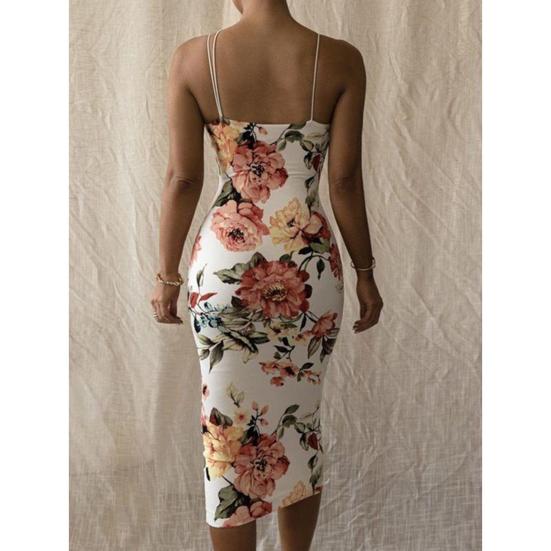 European Station Summer Silm Print One-Step Skirt Sling