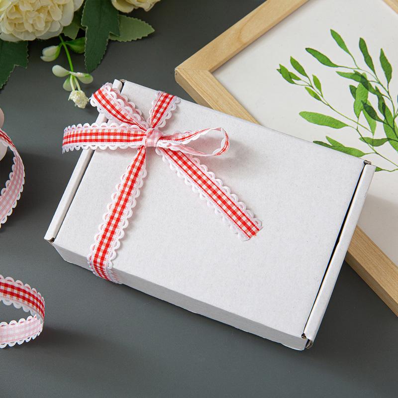 10 Yards für Schleifen Haarschmuck Geschenkverpackung 1,5cm Blumenstrauß DIY Basteln Candy-Wave Gingham-Band Karostoff