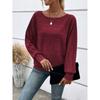 Women's Round Neck Long Sleeve Knit Sweater Loose Fit Casual Fashion Pullover Top