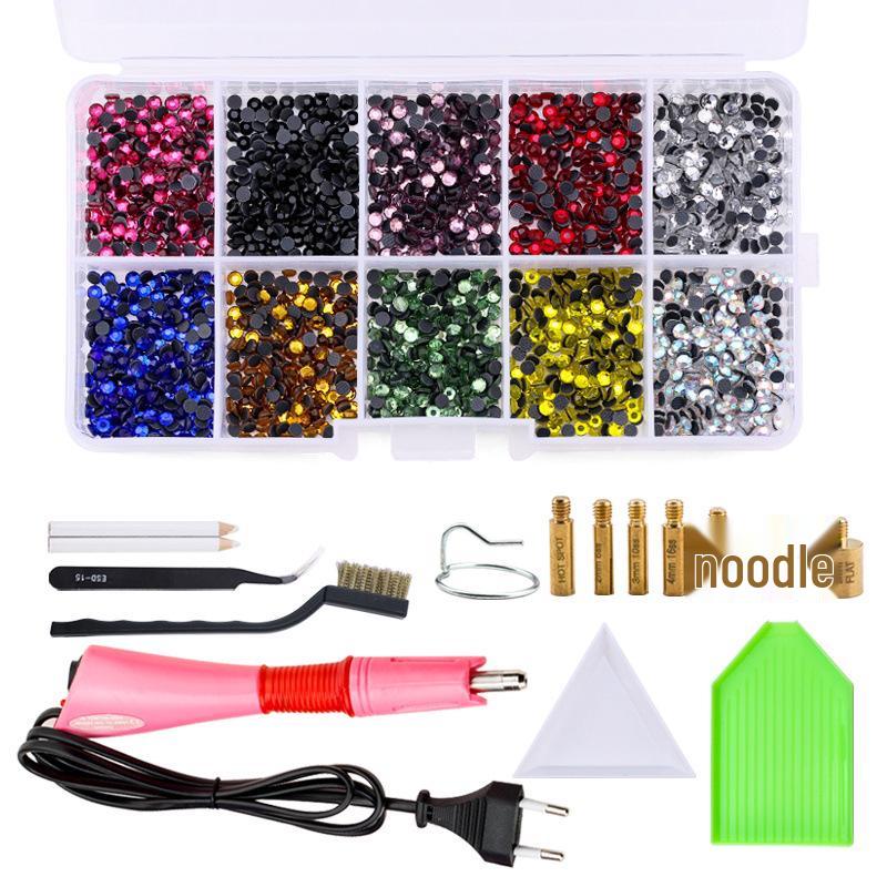 Hot Melt Glue Rhinestone Applicator Set with 12 Grids for DIY Clothing Décor and Flat Bottom Rhinestones