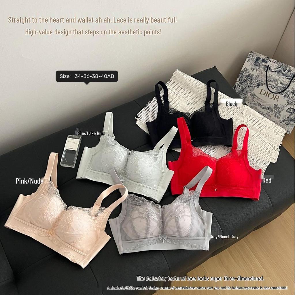 Medium-Thick Women's Underwire-Free Push-Up Bra with Side Support and Breathable Comfort