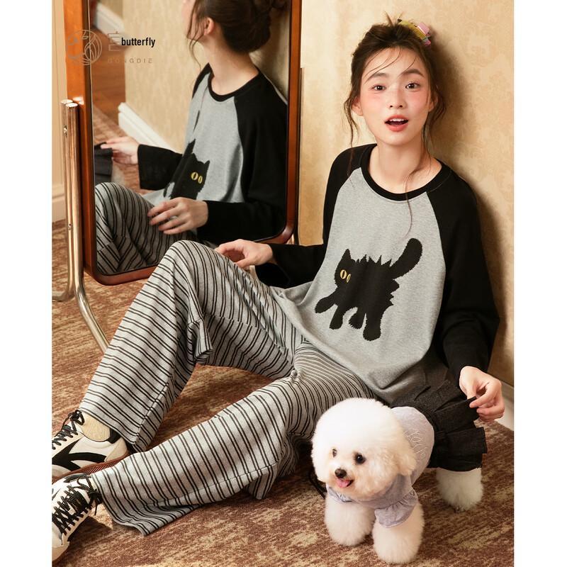 Gongdie Women s Light Soft Kitten Pajama Set M