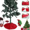 Christmas Tree Skirt W/ Small Sequin Mini Xmas Tree Skirts Small Tree Skirt for Home Party Holiday Indoor Outdoor Decorations
