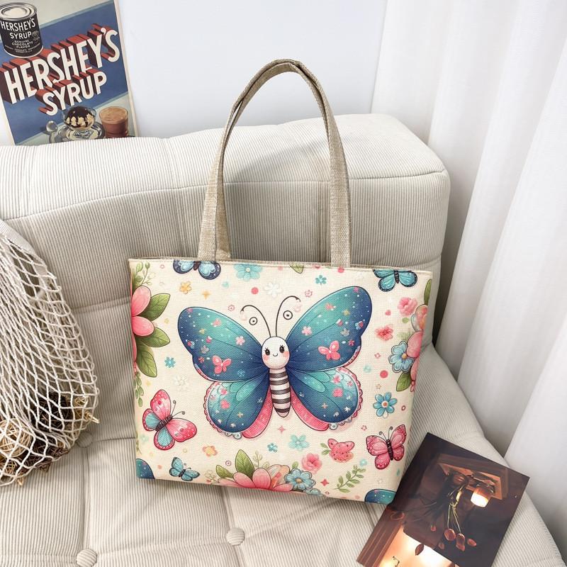 Ethnic Style Canvas Shoulder Bag With Bright Print For Daily Use
