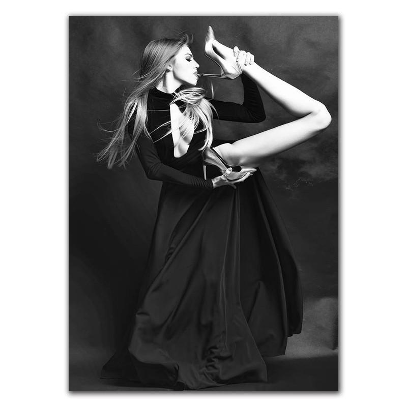 Mode Poster Ballett Mädchen Schwarz Und Weiß Leinwand Malerei Schöne Ballerina Tanzen Poster Drucke Bild Home Decor HD0071