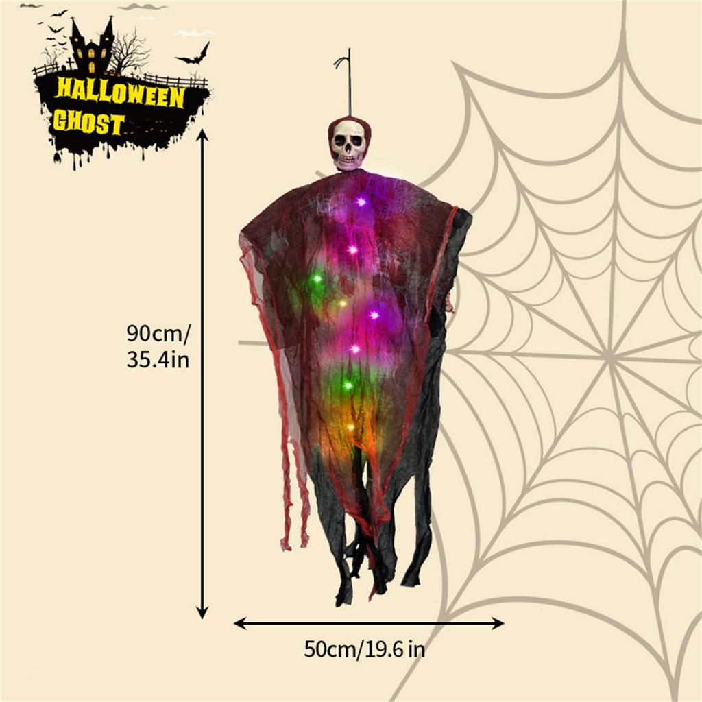 Glowing Ghostly Skeleton Hanging Decoration With LED Light Halloween Ceiling Decoration For Garden Yard Outdoor Indoor