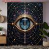 2D Flat - 2pcs 2D Flat Printing Curtains | Cosmic Eye Pattern   Blue Eye with Golden Frame   Space Style   Flannel Fabric   Semi-She