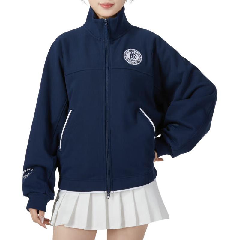 adidas Stickerei-Buchstabe Stehkragen Lauf-Fitness-Trainingsjacke Damenjacke Blau JD3466