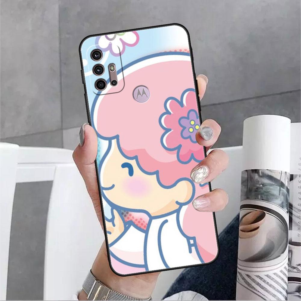 LittleTwinStars Roztomilé pouzdro pro Motorola G30 G60 Edge 20 G9 G22 G8 Power G31 G500 G50 30 Pro Černé Měkké Kryty na Telefon
