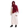 Men's Muslims Dress Caftan Robe Long Sleeve Stand Collar Jubba Thobe Man Leisure Dress Thobe with Arab Head Scarf Rope