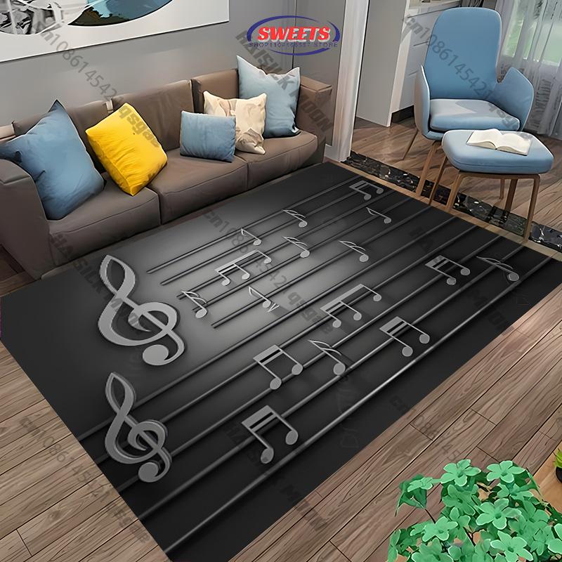 

3D Music Notes Pattern Printed Carpet for Living Room Bedroom, Sofa Children s Room Music Classroom Bar Decorative Rug Gift Mat 40x60cm