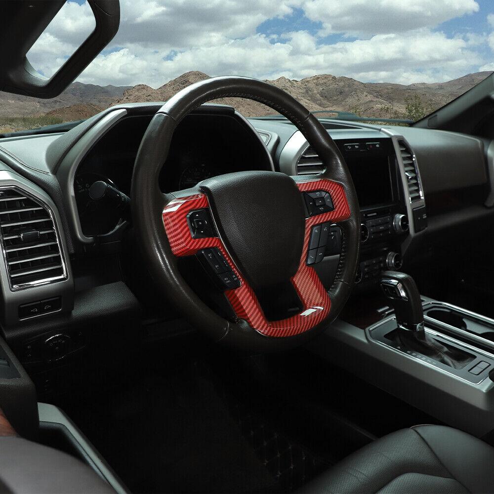 Steering Wheel Moulding Cover Trim Red Carbon For Ford 15-20 F150/17+ F250 F350