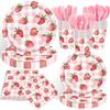 Strawberry-themed Birthday Decoration Party Tableware, Disposable Paper Cups and Plates, Pink Fruit Set for Girls