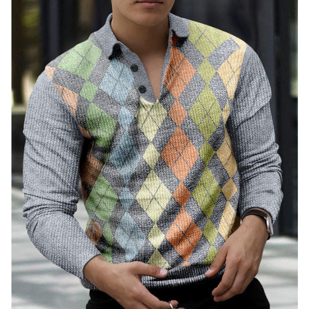 

Новая мужская толстовка с геометрическим 3D-принтом, повседневная рубашка-поло с лацканами 5XL