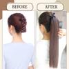 MERISIHAIR Coda di Cavallo Sintetica Lunga Liscia con Coulisse Clip In 22/32 Pollici Extension Capelli Nero Castano per Donne