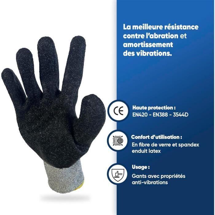 Greenstar gants de travail en fibre de verre et spandex - taille 10l,noir-vert fluo