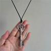 Handmade Wax Cord Adjustable Necklace with Large Key Pendant - Trendy Fashion Sweater Chain for Women