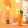 3 in 1 Feeding Bottle Brush Carrot Cleaning Brush Cute Portable Fashion Baby Bottles Cap Grooved Cup Cover Brush Mini Multifunctional  Accessories
