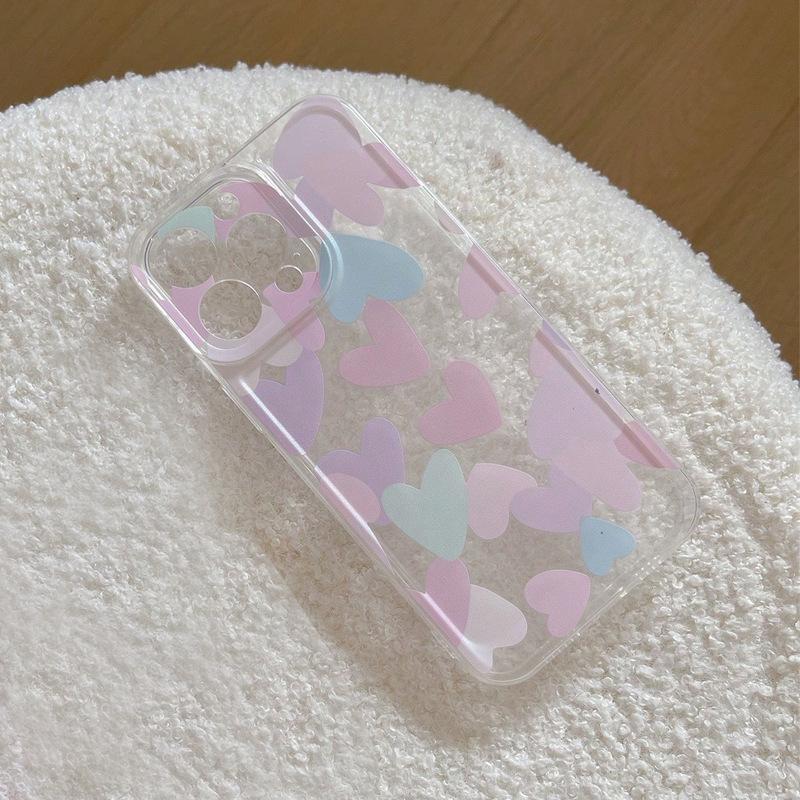 Light Color Love iPhone15/14 Apple 13 Transparent Mobile Phone Case XR Female 12Pro Soft Xsmax Silicone 16pro