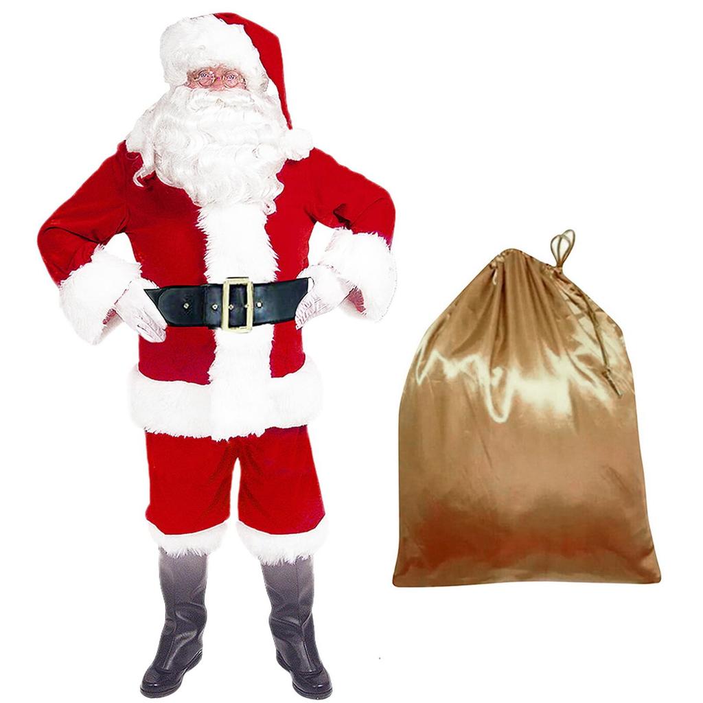 EOZY Santa Claus Christmas Santa Adult Set for Parties and Activities Costume, Cosplay, Men's 10-Piece (XL)