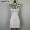 Korean Dongdaemun New Sexy Bodycon Sling Dress with Leaf Detail