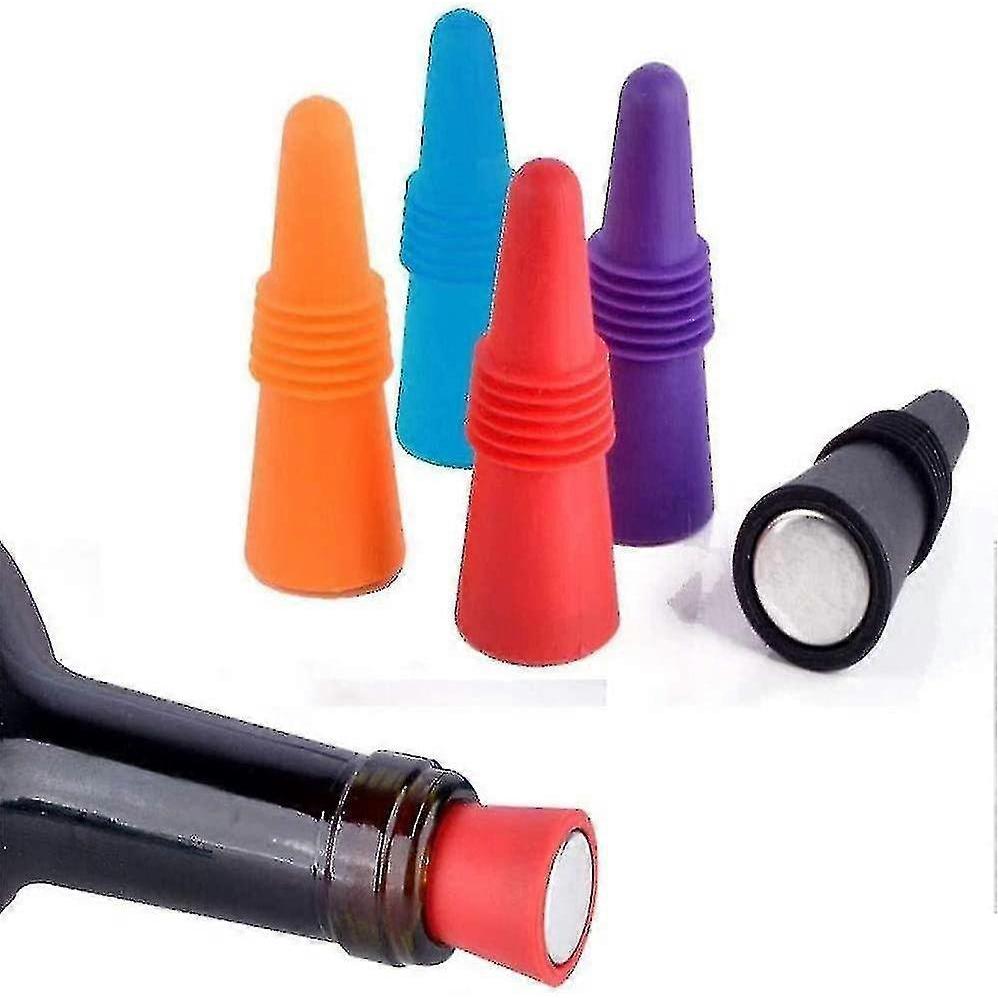 Wine Bottle Stoppers,5 Pieces Silicone Wine Stoppers,reusable Bottle Stoppers With Screw For Preserving Champagne Beverage Alcohol - Ri